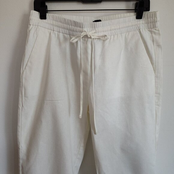 Ladies SZ 8 J Crew Factory White Linen Blend Cropped Pant - Picture 2 of 3